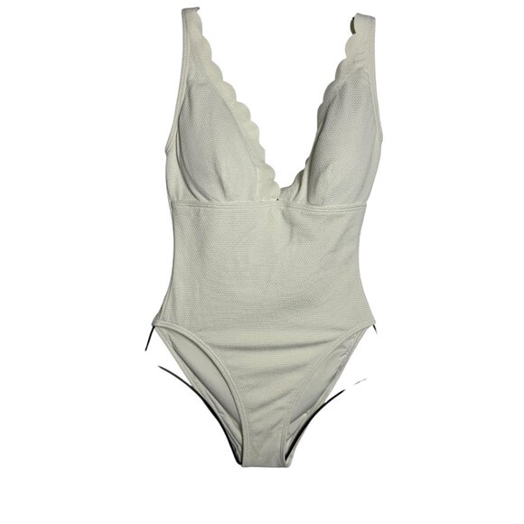 Kate Spade New York White Scalloped One-Piece Swimsuit Size Small - Picture 2 of 8